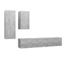 Ensemble De Meuble TV 4 PCs Gris Béton Aggloméré