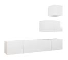 Ensemble De Meuble TV 4 PCs Blanc Brillant Aggloméré