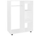 Vidaxl Garde-robe Avec Roues Blanc 80x40x110 Cm Aggloméré Placard Penderie Armoire De Rangement