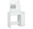 Vidaxl Coiffeuse Avec LED Et Miroir Blanc 86,5x35x136 Cm Table De Maquillage Meuble Cosmétique