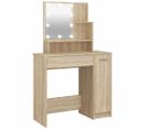 Vidaxl Coiffeuse Avec LED Et Miroir Chêne Sonoma 86,5x35x136cm Table De Maquillage Meuble Cosmétique