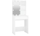 Vidaxl Coiffeuse Avec LED Et Miroir Blanc 60x40x140 Cm Table De Maquillage Meuble Cosmétique