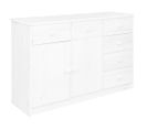 Buffet 6 Tiroirs Blanc 113x35x73 Cm Bois De Pin Massif