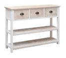 Table Console Blanc Et Marron 108x30x76 Cm Bois De Paulownia Massif