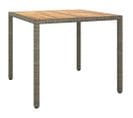 Table De Jardin 90x90x75cm Résine Tressée Et Bois D'acacia Gris