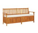 Banc De Rangement Avec Coussin 170 Cm Bois D'acacia Solide