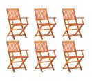 Chaises De Jardin Pliables 6 PCs Bois D'eucalyptus Massif