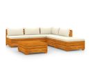 Salon De Jardin 6 PCs Avec Coussins Bois D'acacia Solide