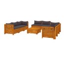 Salon De Jardin 9 PCs Avec Coussins Bois D'acacia Solide