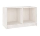 Meuble TV Blanc 70x33x42 Cm Bois De Pin Massif