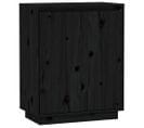 Buffet Noir 60x34x75 Cm Bois Massif De Pin