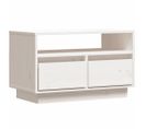 Meuble TV Blanc 60x35x37 Cm Bois De Pin Massif