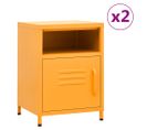 Tables De Chevet 2 PCs Jaune Moutarde 35x35x51 Cm Acier