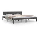 Cadre De Lit Gris Bois Massif 180x200 Cm Super King