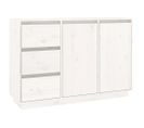 Buffet Blanc 111x34x75 Cm Bois Massif De Pin