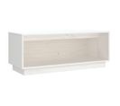 Meuble TV Blanc 90x35x35 Cm Bois De Pin Massif