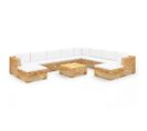 Salon De Jardin 11 PCs Avec Coussins Bois De Teck Solide