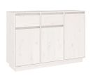 Buffet Blanc 110x34x75 Cm Bois Massif De Pin