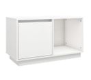 Meuble TV Blanc 74x35x44 Cm Bois De Pin Massif