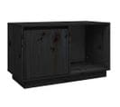 Meuble TV Noir 74x35x44 Cm Bois De Pin Massif