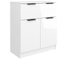 Buffet Blanc Brillant 60x30x70 Cm Bois Contreplaqué