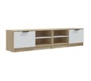 Meubles TV 2 Pièces Blanc Et Chêne Sonoma 80x35x36,5 Cm