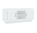 Meuble TV Blanc 102x35x45 Cm Bois Contreplaqué