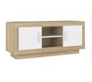 Meuble TV Blanc Et Chêne Sonoma 102x35x45 Cm Bois Contreplaqué