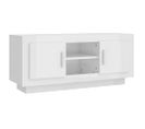 Meuble TV Blanc Brillant 102x35x45 Cm Bois Contreplaqué