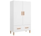 Buffet Blanc Brillant 70x31x115 Cm Bois Contreplaqué