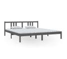 Cadre De Lit Gris Bois Massif 180x200 Cm Super King