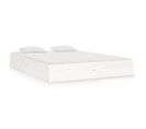 Cadre De Lit Blanc Bois Massif 135x190 Cm Double