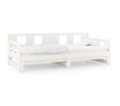 Lit Coulissant Blanc Bois De Pin Solide 2x(90x200) Cm