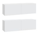 Meubles TV 2 Pièces Blanc 100x30x30 Cm Bois Contreplaqué