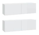 Meubles TV 2 Pièces Blanc Brillant 100x30x30 Cm Bois Contreplaqué