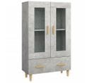 Buffet Haut Gris Béton 70x31x115 Cm Bois Contreplaqué