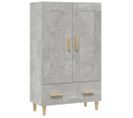 Buffet Haut Gris Béton 70x31x115 Cm Bois Contreplaqué