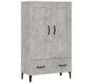 Buffet Haut Gris Béton 70x31x115 Cm Bois Contreplaqué