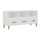 Meuble TV Blanc 102x36x50 Cm Bois Contreplaqué