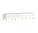 Meuble TV Blanc Brillant 150x34,5x30 Cm Bois Contreplaqué