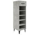 Armoire à Chaussures Gris Béton 30x35x105 Cm Bois Contreplaqué