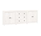 Buffet Blanc 210x35x80 Cm Bois Massif De Pin