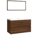 Meuble-Vasque De Salle De Bain Chêne Marron Bois D'ingénierie + Miroir