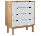 Commode Otta Marron Et Blanc 76,5x39,5x90 Cm Bois De Pin Massif