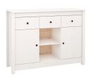 Buffet Blanc 100x35x74,5 Cm Bois Massif De Pin