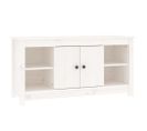 Meuble TV Blanc 103x36,5x52 Cm Bois De Pin Massif