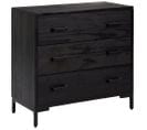 Commode Noir 75x35x70 Cm Bois De Pin Massif