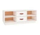 Meuble TV Blanc 100x34x40 Cm Bois De Pin Massif