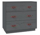 Commode Gris 80x40x75 Cm Bois Massif De Pin