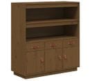 Buffet Haut Marron Miel 100x40x108,5 Cm Bois Massif De Pin